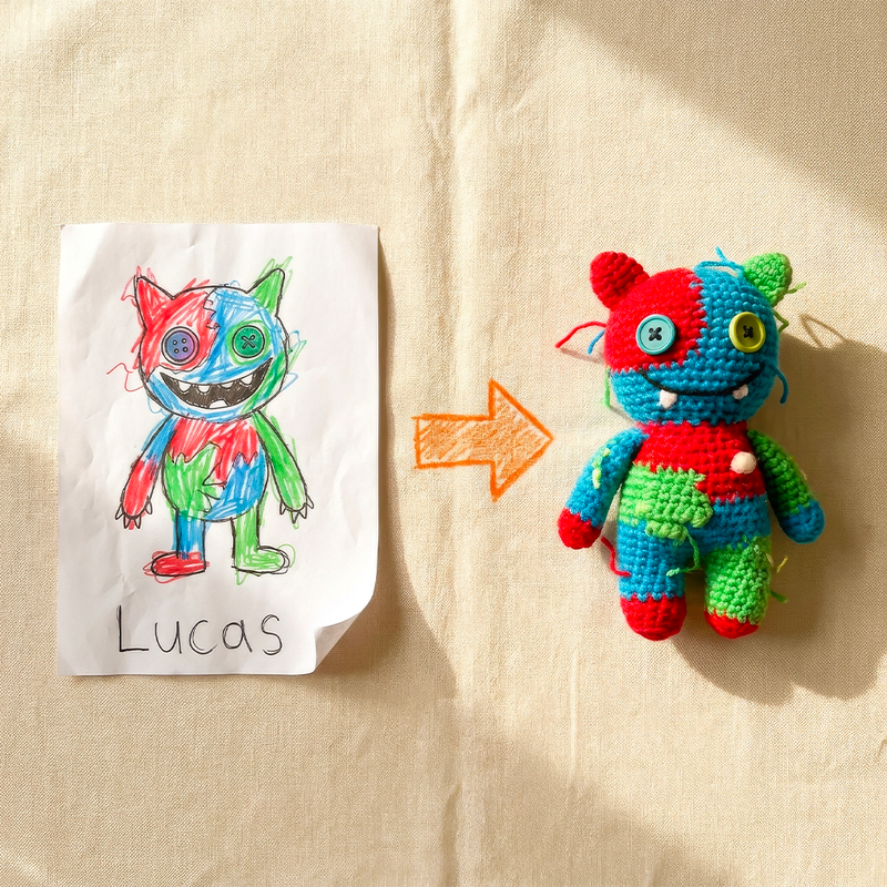 Peluche personnalisée à partir d’un dessin 🎨