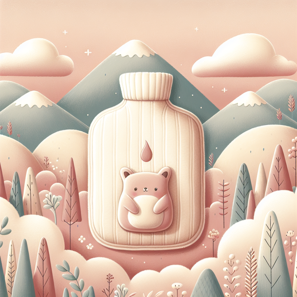 Bouillotte peluche micro-ondes en forme d'ours brun posée sur un lit douillet, dégageant une vapeur douce