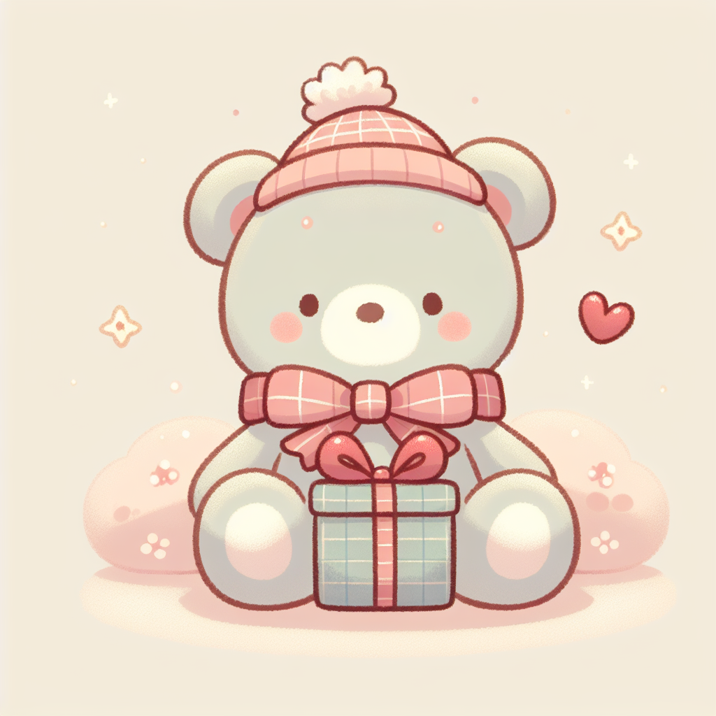 Couple souriant découvrant ensemble un cadeau de Noël avec une peluche dans un salon décoré pour les fêtes