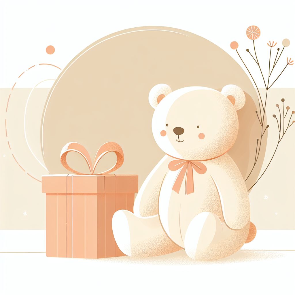 Peluche personnalisée offerte en cadeau à une nounou avec un ruban coloré et une carte de remerciement