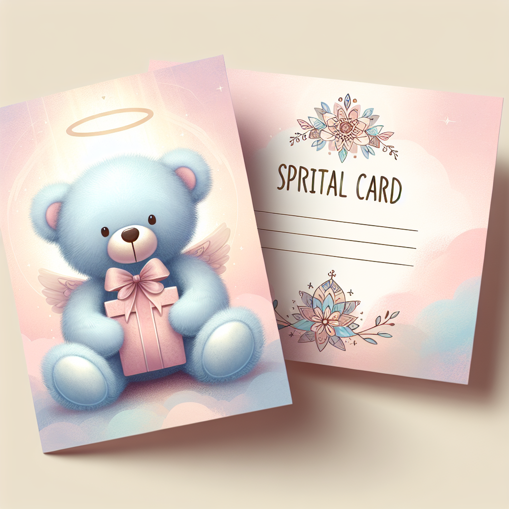 Carte cadeau Spirit élégante posée sur une table avec des décorations douces et une enveloppe personnalisée