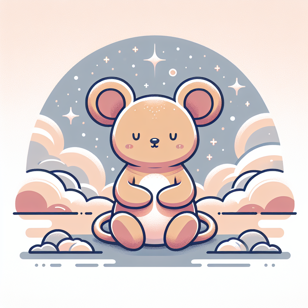 Adorable peluche Diddl blanche aux grandes oreilles tombantes posée sur un lit d'enfant coloré