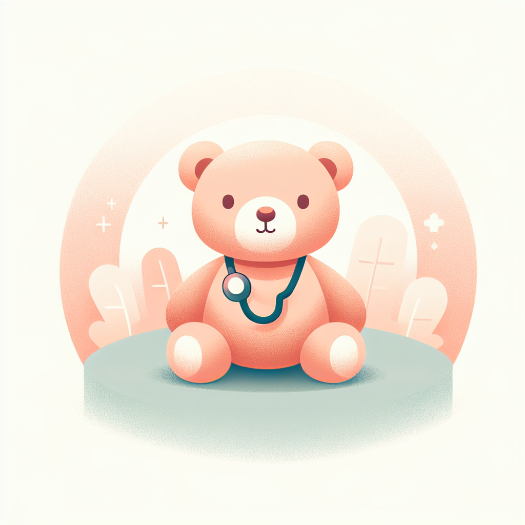 Peluche Dr la Peluche avec stéthoscope et blouse médicale colorée sur fond doux