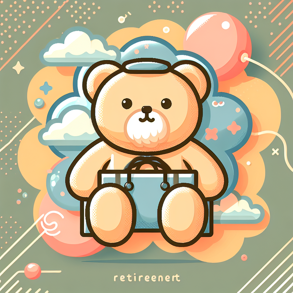 Peluche ourson personnalisée avec accessoires de bureau et ruban cadeau pour départ en retraite