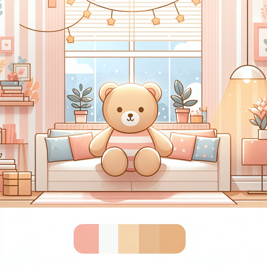 Salon moderne et chaleureux avec peluches décoratives intégrées harmonieusement dans l'aménagement