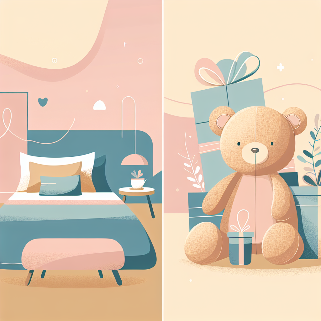 Peluche ourson personnalisée avec broderie dorée posée délicatement sur un coussin blanc, idée cadeau touchante pour la fête des mères