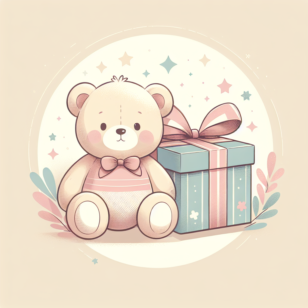 Collection de cadeaux originaux et personnalisés disposés harmonieusement avec peluches brodées, créations artisanales et emballages soignés
