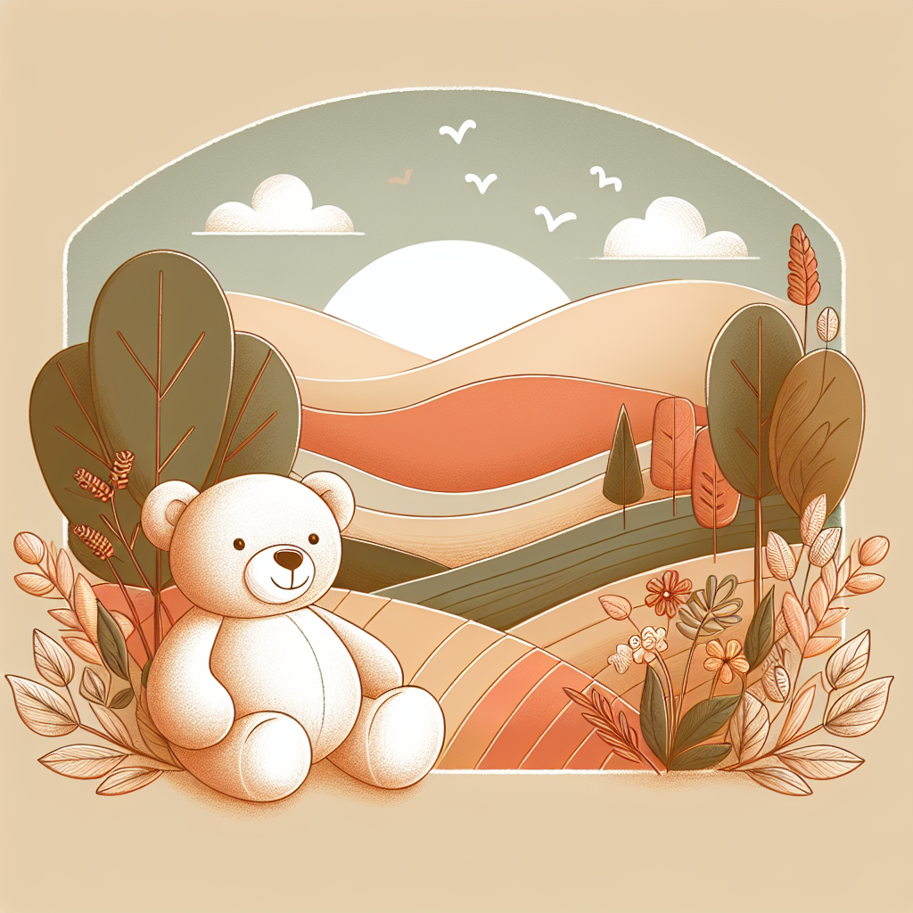 Peluche Kaloo douce aux couleurs pastel posée sur une couverture blanche dans une chambre d'enfant lumineuse