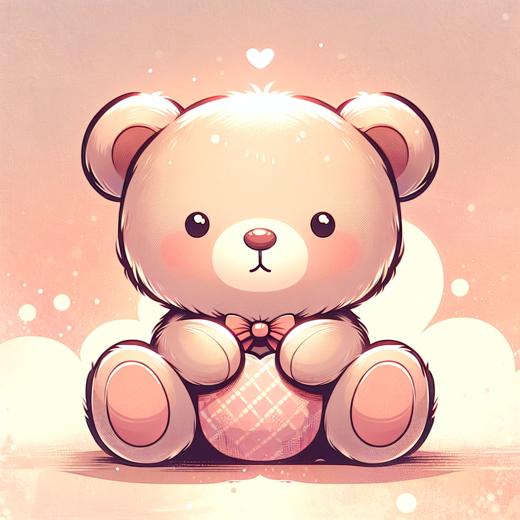 Adorable peluche mignonne aux couleurs douces posée sur un lit douillet, évoquant tendresse et réconfort
