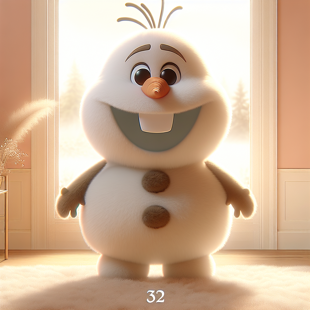 Peluche Olaf le bonhomme de neige souriant avec ses bras-brindilles et son nez-carotte orange