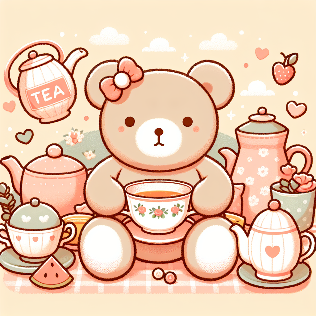 Peluche ourson anglais traditionnel en mohair avec noeud papillon rouge sur fond vintage britannique