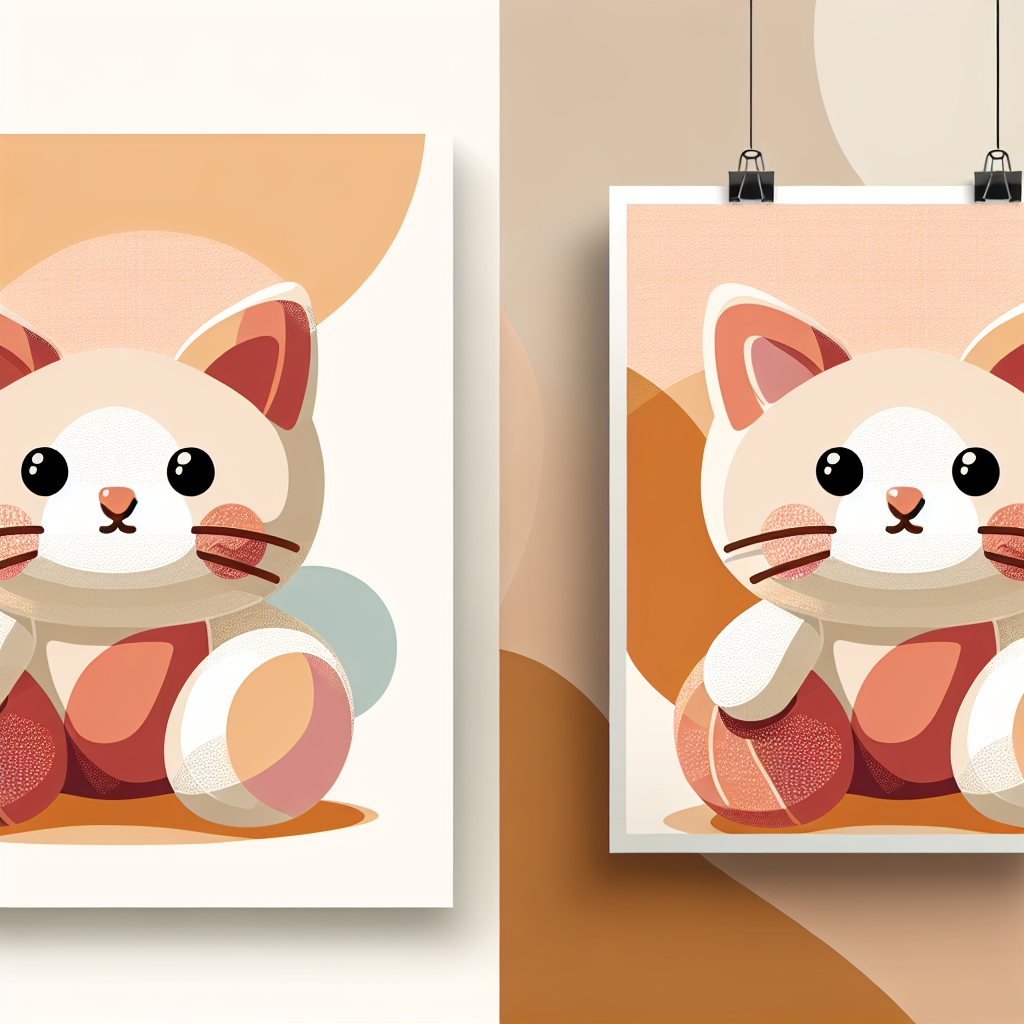 Adorable peluche chat gris et blanc aux grands yeux bleus, posée sur un coussin douillet dans une chambre d'enfant