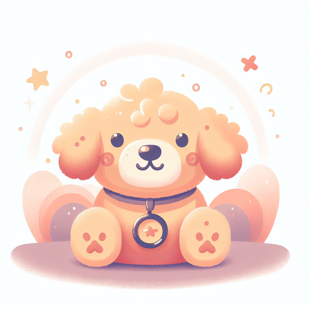 Adorable peluche chien golden retriever posée sur un lit douillet avec des coussins colorés
