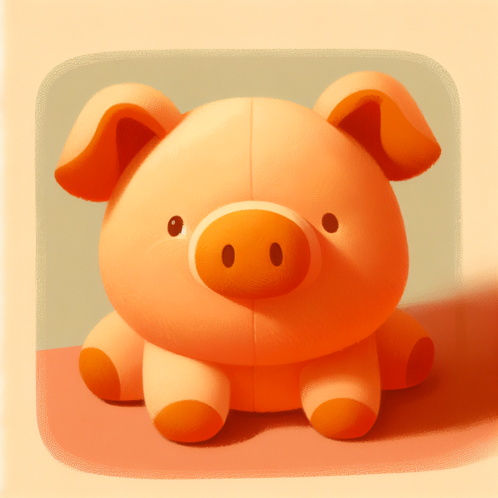 Adorable peluche cochon rose aux yeux brillants posée sur un coussin blanc, parfaite pour un cadeau tendre et original