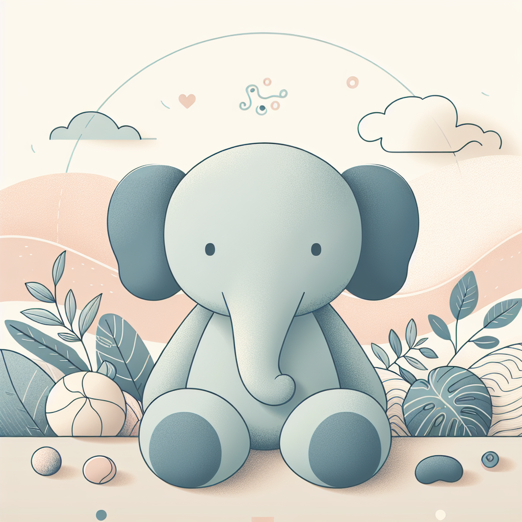 Adorable peluche éléphant grise aux grandes oreilles douces, parfaite comme doudou réconfortant pour enfants