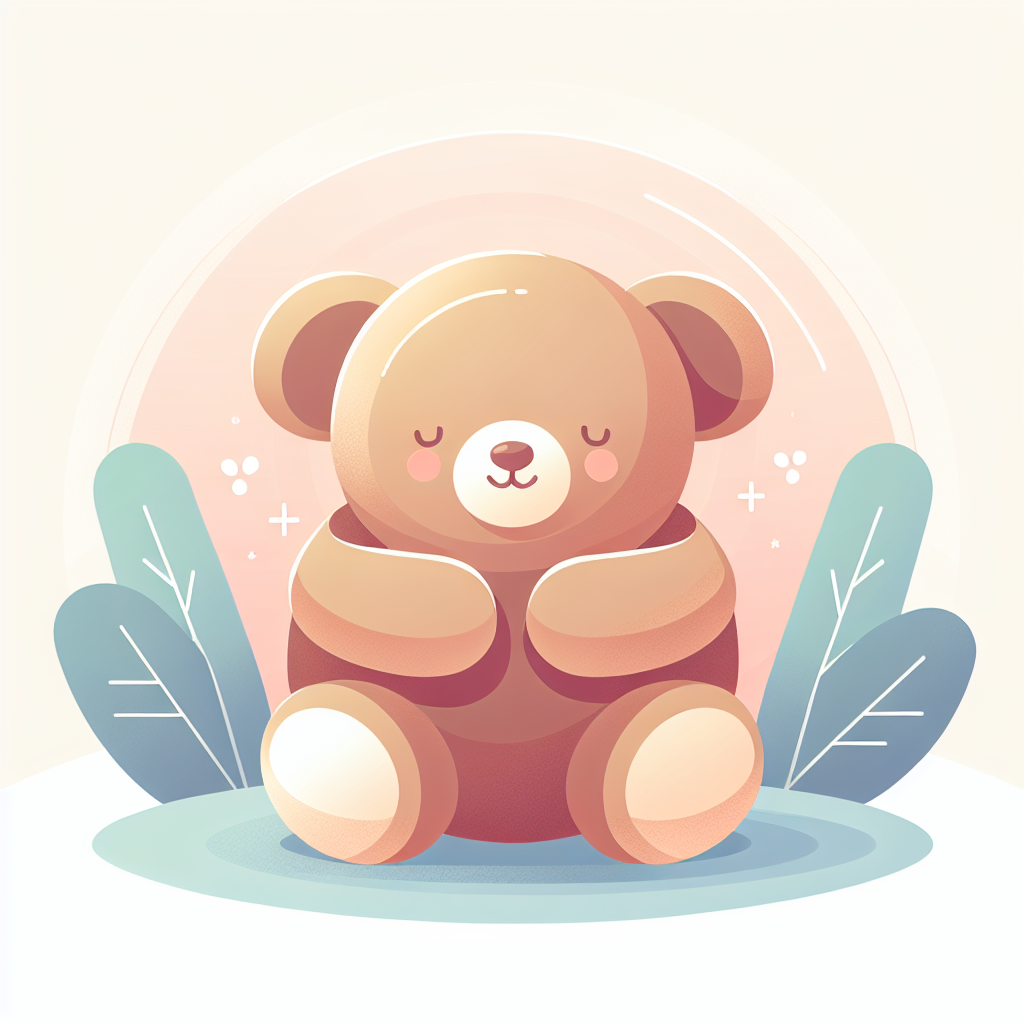 Enfant souriant câlinant une peluche interactive ours en peluche beige qui s'illumine doucement