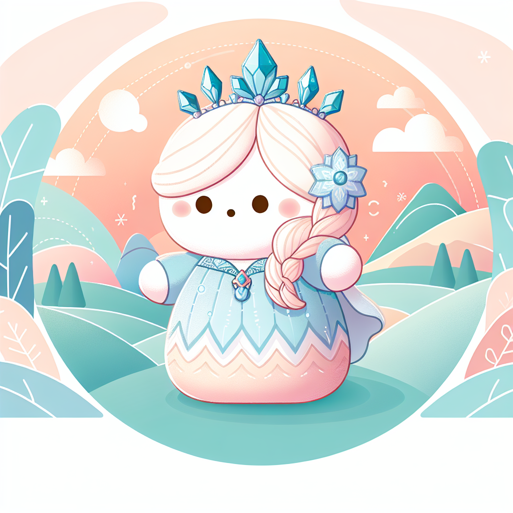Peluche Elsa de la Reine des Neiges avec sa robe bleue scintillante et sa longue tresse blonde