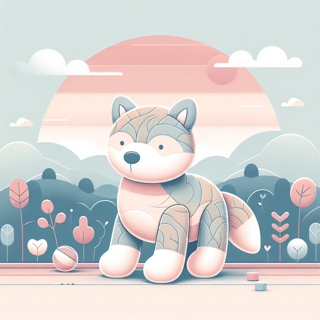 Peluche loup Auzou grise et blanche avec expression malicieuse, posée sur fond coloré avec des livres pour enfants