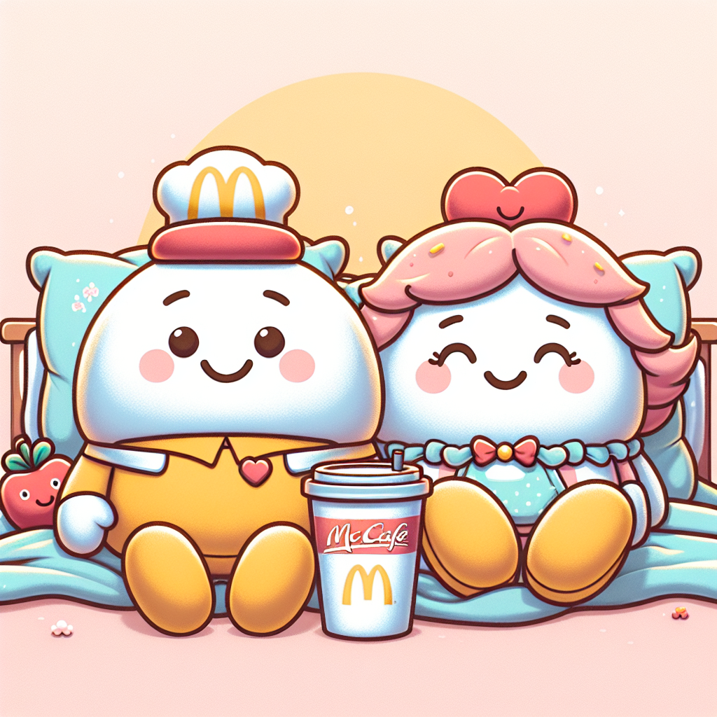 Collection de peluches colorées Monsieur Madame McDonald's disposées sur une surface blanche, montrant différents personnages souriants aux couleurs vives