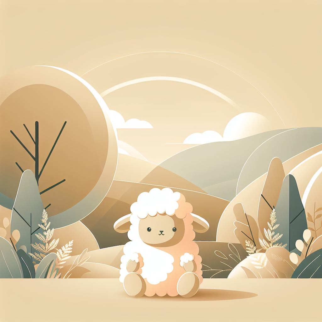 Peluche mouton blanc aux boucles douces et aux yeux tendres, posée sur un coussin moelleux dans une chambre d'enfant lumineuse