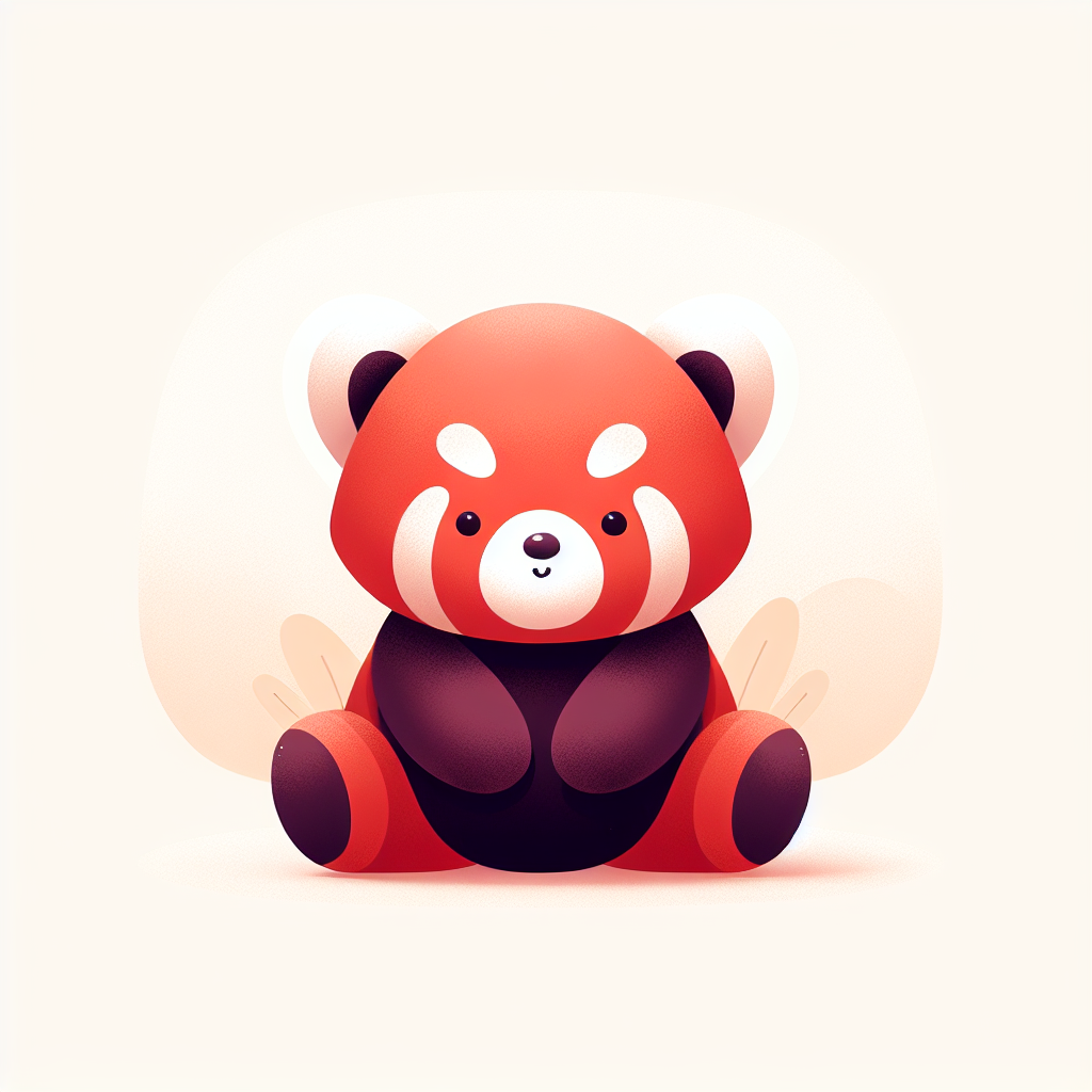 Adorable peluche panda roux aux couleurs flamboyantes avec sa queue touffue et son expression attendrissante