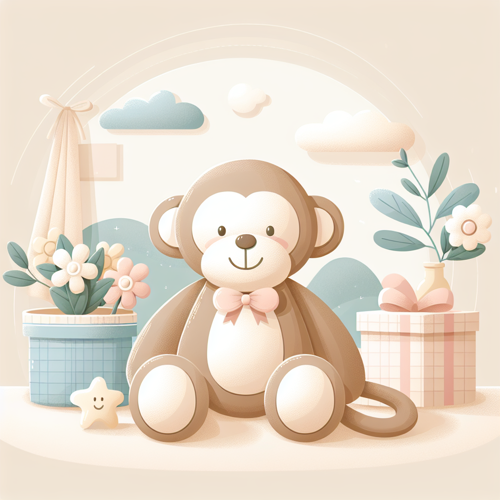 Adorable peluche singe marron avec un sourire malicieux, parfaite pour câliner et accompagner les moments de tendresse