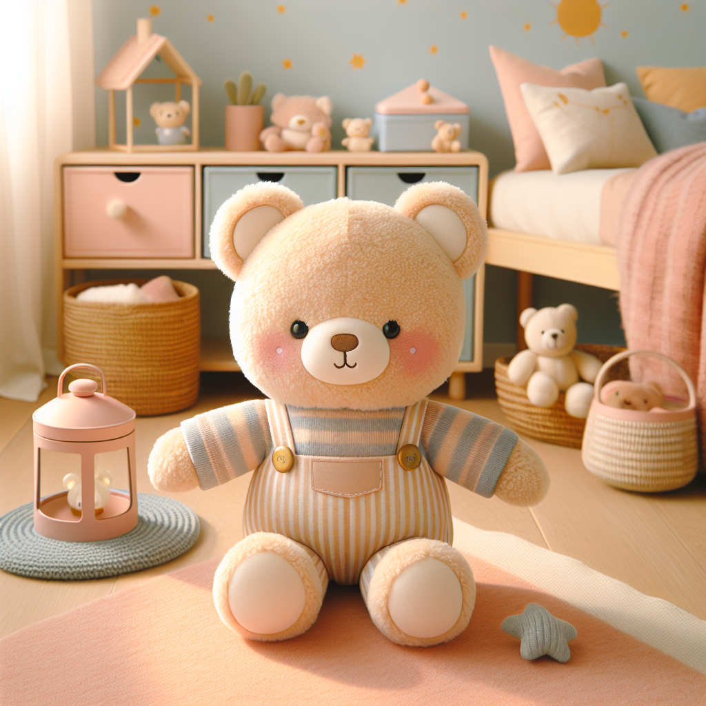 Adorable peluche Sonny Angel aux ailes délicates et au sourire bienveillant, posée dans un environnement doux et lumineux