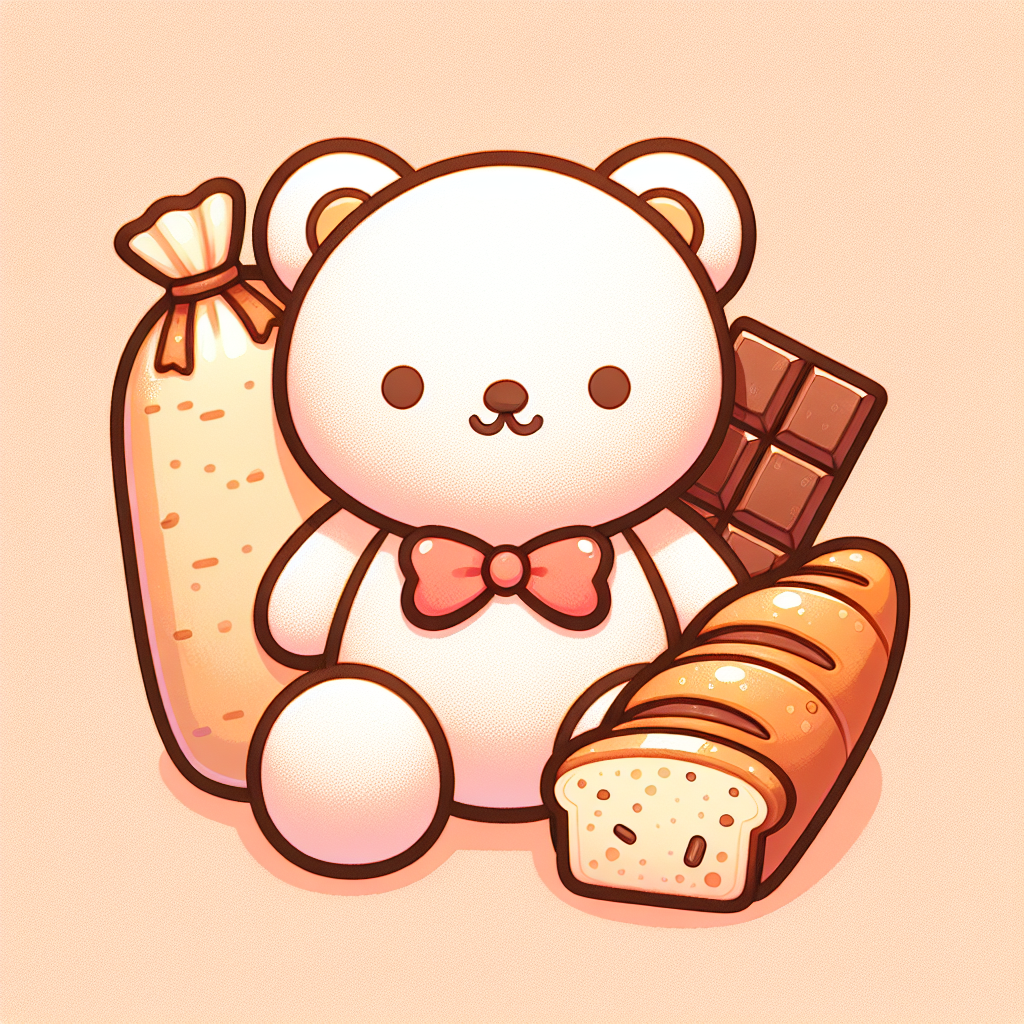 Peluche Tartine et Chocolat élégante avec broderie délicate sur fond doux et lumineux