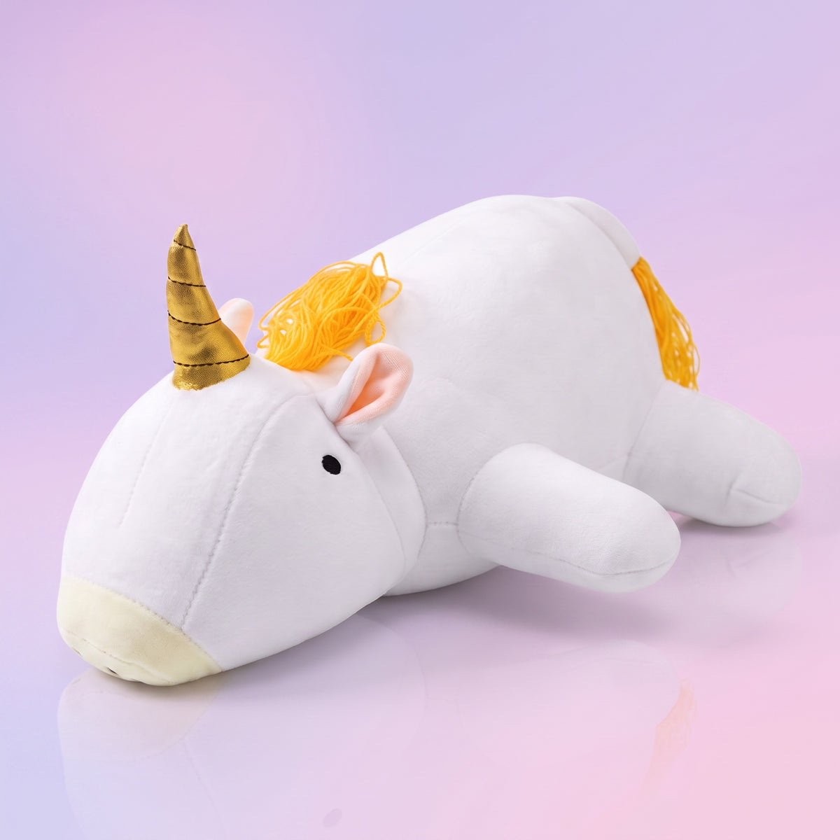 Peluche lestée Licorne blanche, fond pastel premium