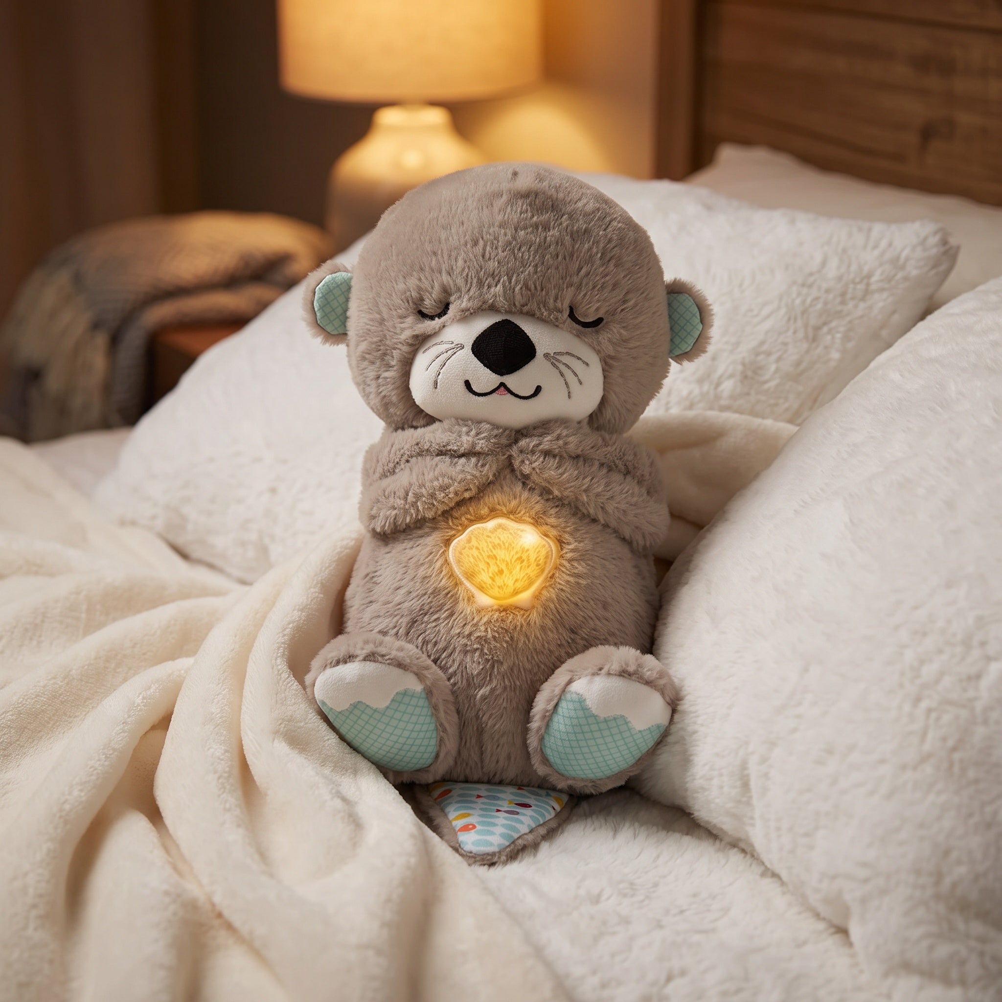 Loutre qui respire dans un lit cocon douillet