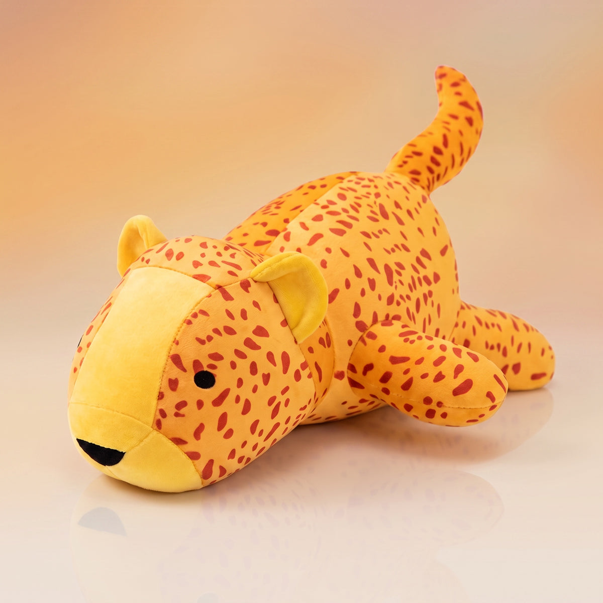 Peluche lestée Léopard jaune, fond pastel