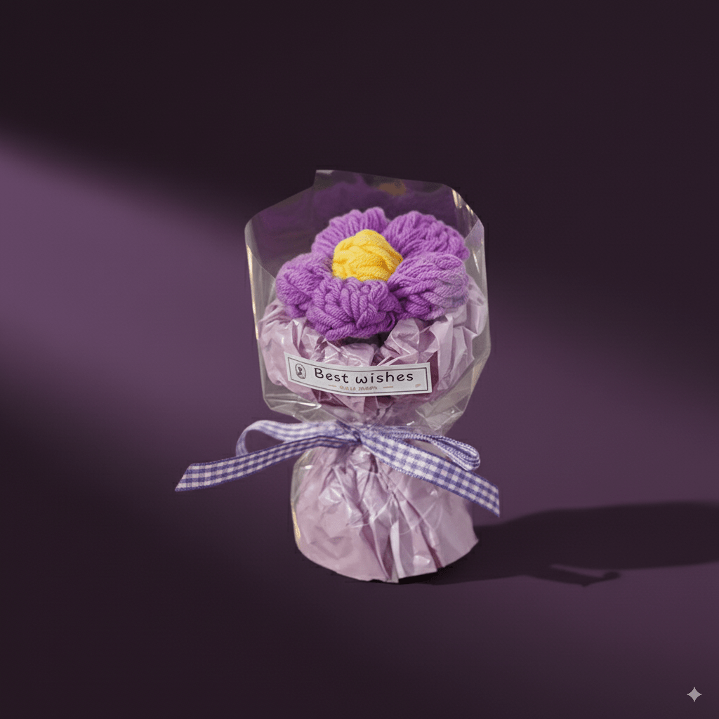 Fleur Violette Crochetée - Offre une Peluche - Idée cadeau