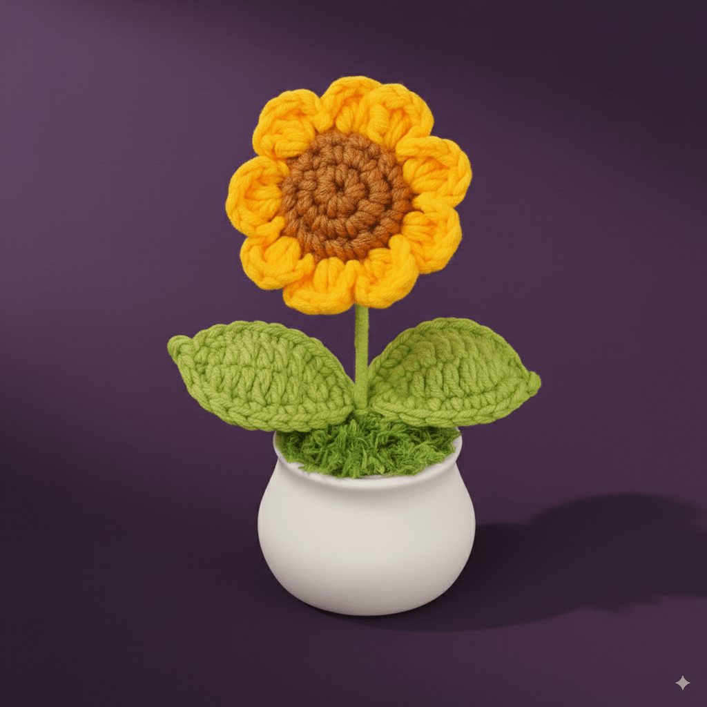 Tournesol Crocheté en Pot - Offre une Peluche - Idée cadeau